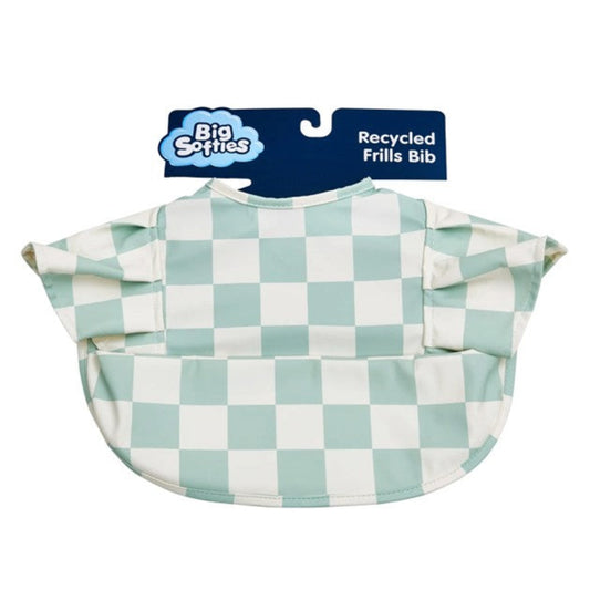 Big Softies Recylced Frill Bib - Sage Check