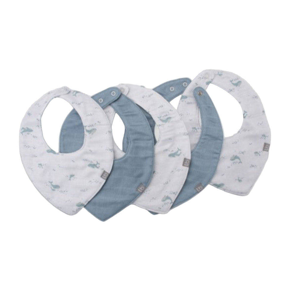 Little Bamboo Muslin Bib 5 pk - Retro Blue