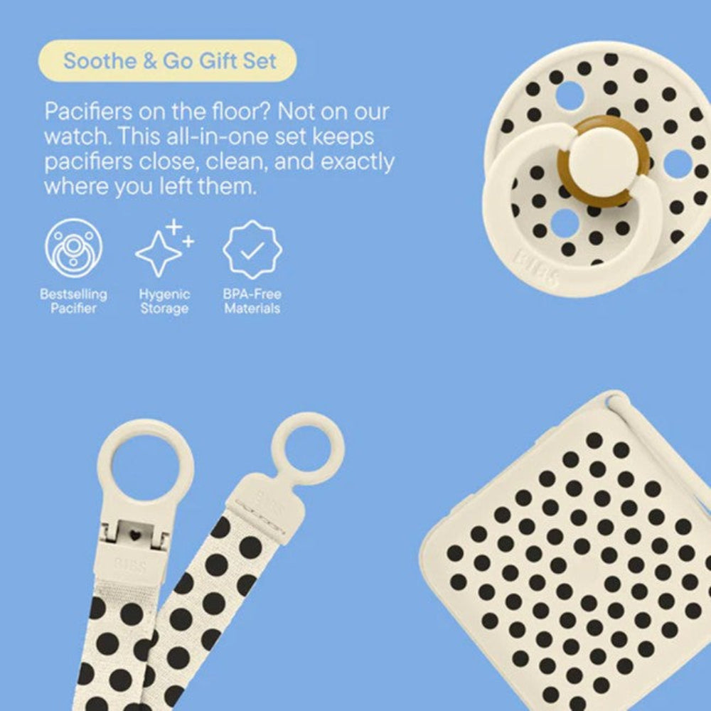 Bibs Gift Set - Soothe and Go - Polka Ivory/Black