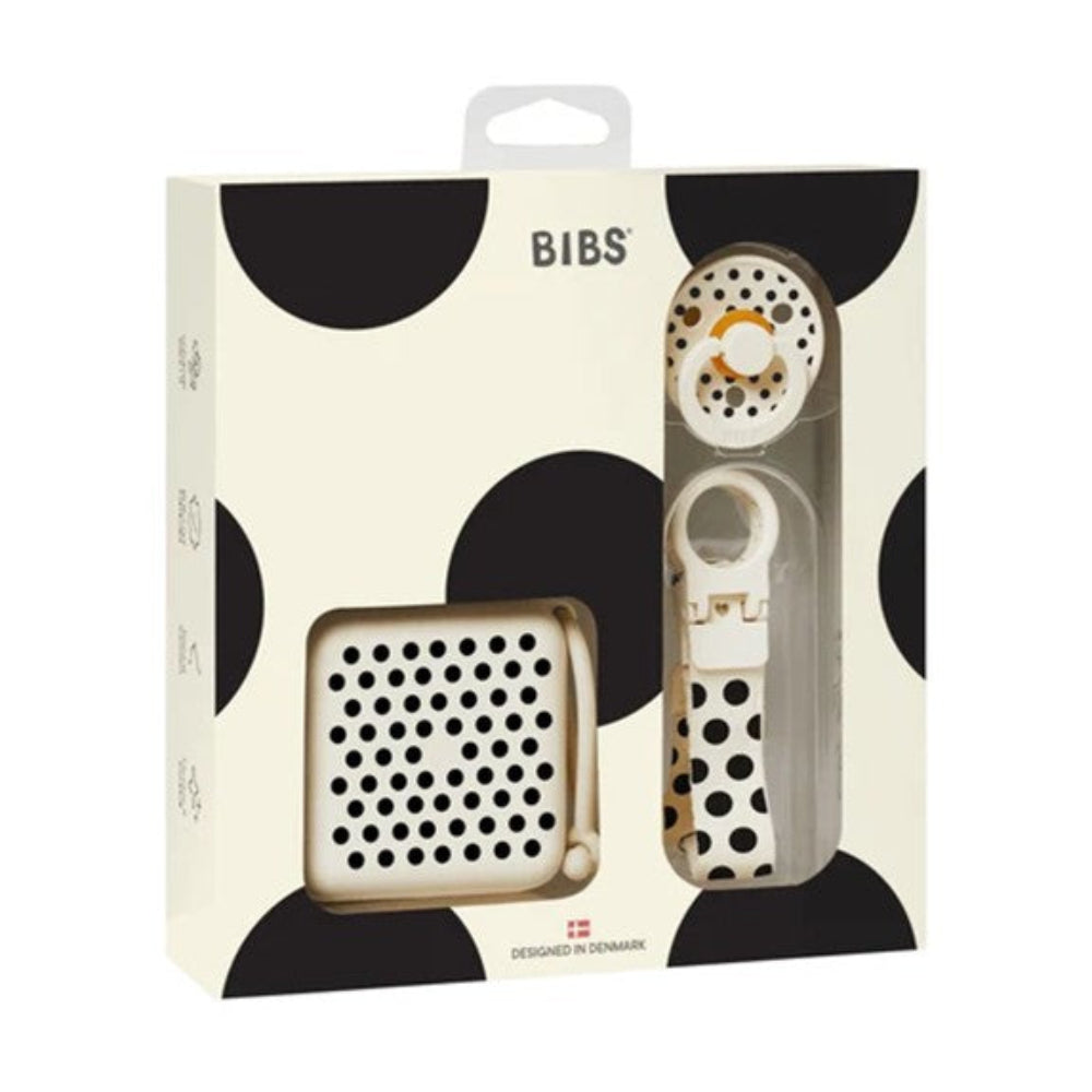 Bibs Gift Set - Soothe and Go - Polka Ivory/Black