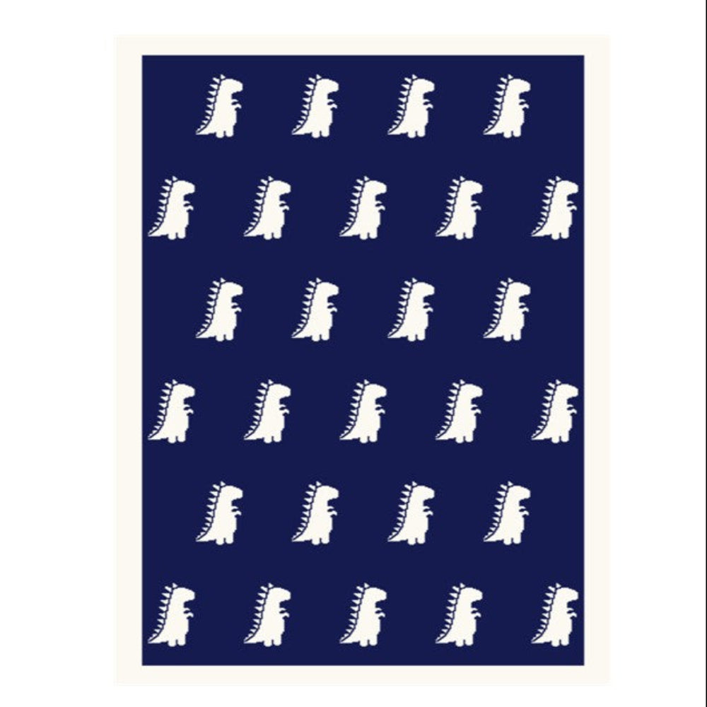 Thread the Word Dinosaur Knitted Bassinet Blanket - Navy-Eggshell