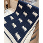 Thread the Word Dinosaur Knitted Bassinet Blanket - Navy-Eggshell