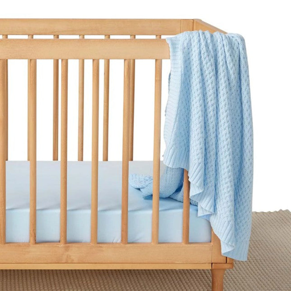 Snuggle Hunny Diamond Knit Baby Blanket - Baby Blue