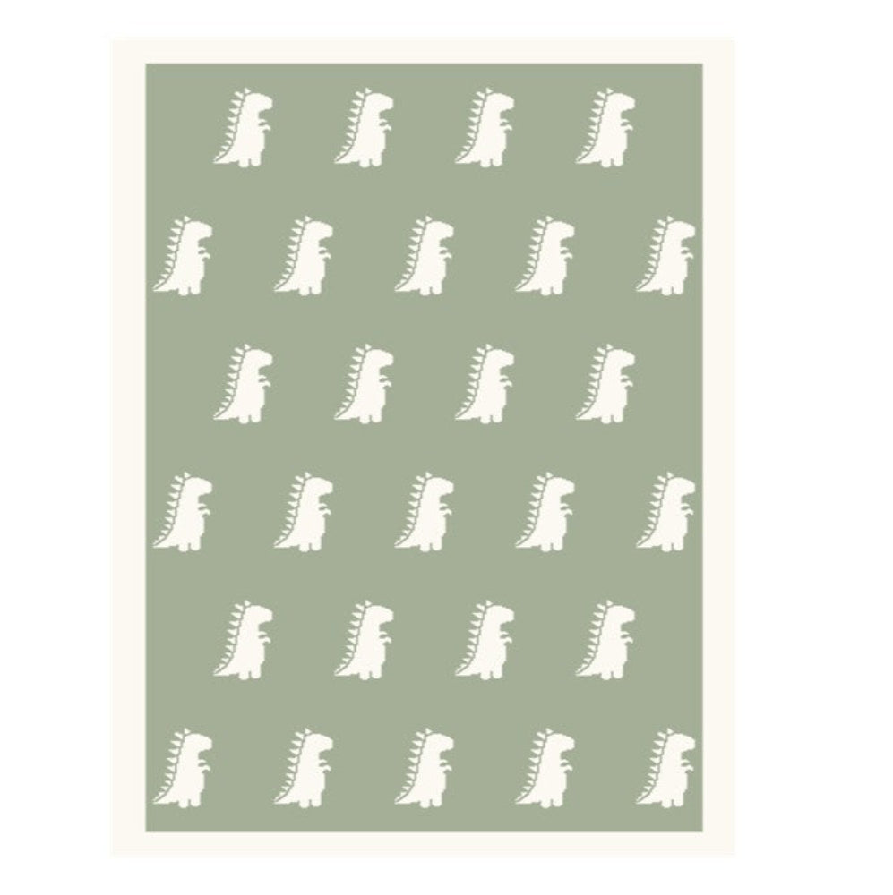 Thread the Word Dinosaur Knitted Bassinet Blanket - Sage-Eggshell