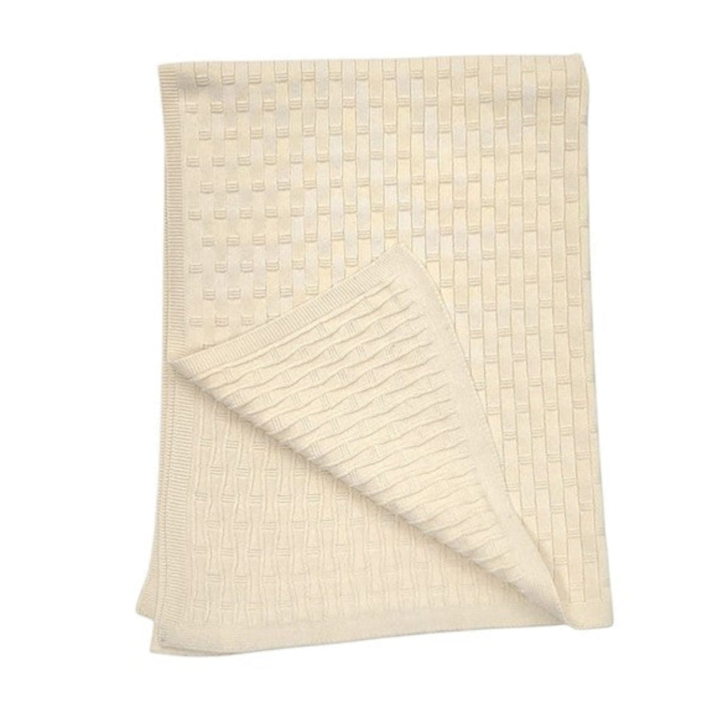 Thread the Word Lattice Knitted Bassinet Blanket - Eggshell