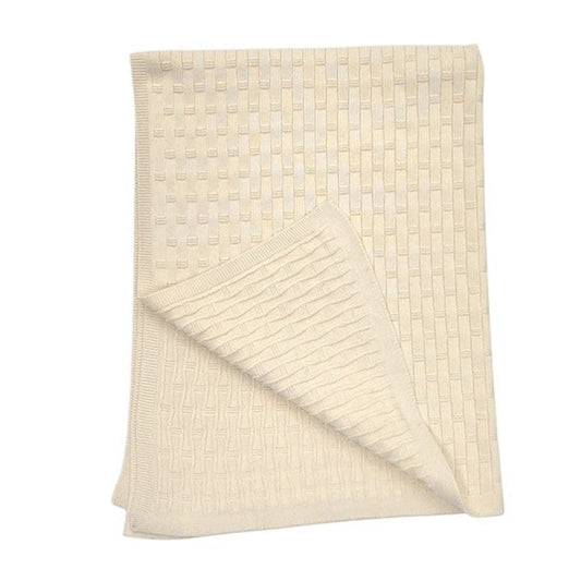 Thread the Word Lattice Knitted Bassinet Blanket - Eggshell