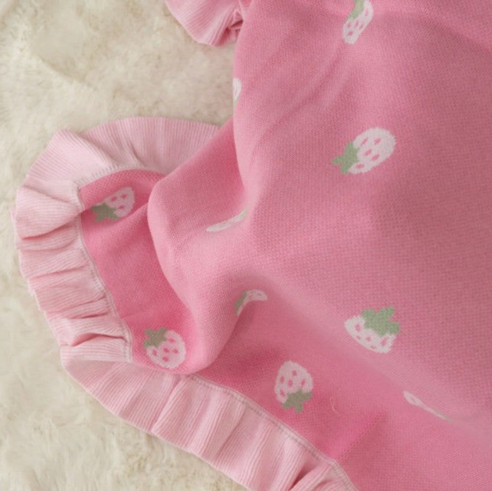 Confetti Kidz Frilly Knit Blanket - Strawberry Kisses