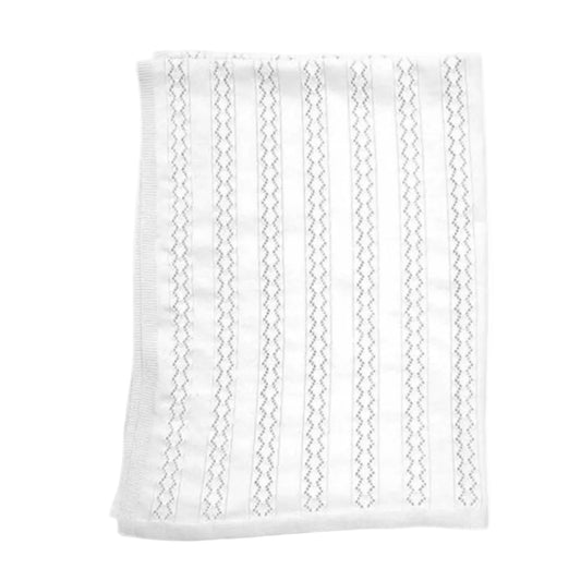 Thread the Word Vintage Knitted Bassinet Blanket - White