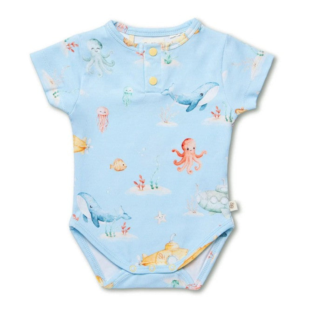 Snuggle Hunny Organic Short Sleeve Bodysuit - Blue Little Sub