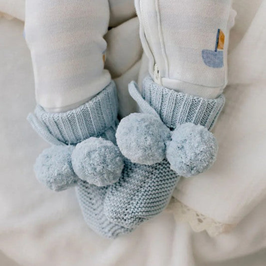 Confetti Kidz Knit Booties - Soft Blue - 0-6 m