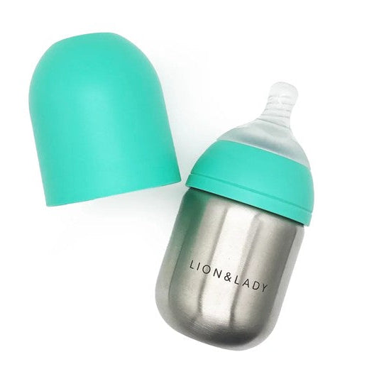 Lion + Lady Stainless Steel Feeding Bottle - Mint 210 ml