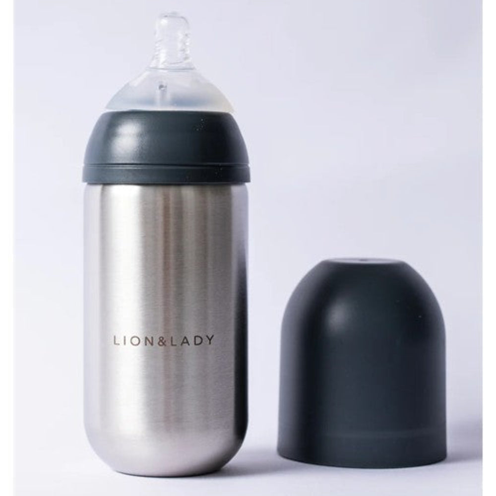 Lion + Lady Stainless Steel Feeding Bottle - French Navy 350 ml