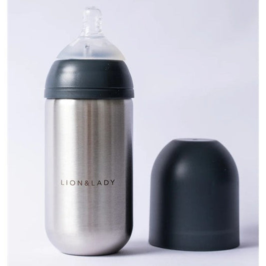 Lion + Lady Stainless Steel Feeding Bottle - French Navy 350 ml