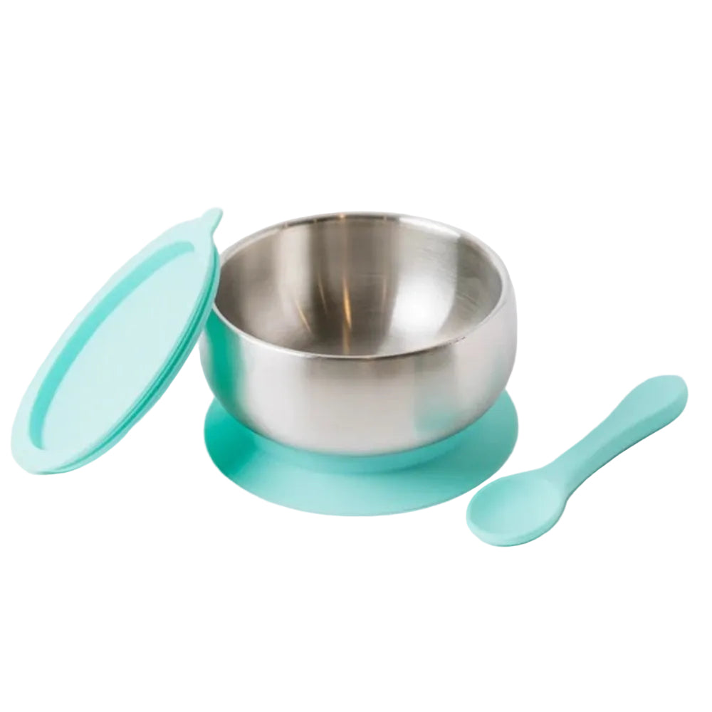 Lion + Lady Stainless Steel Feeding Bowl with Suction Base - Mint