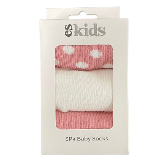 ES Kids Baby Socks Boxed 3 pk Blush Pink Spot