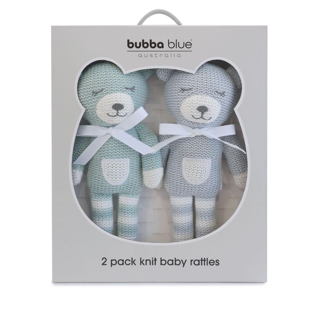 Bubba Blue Knit Rattles Dusty Sky/Mint 2 pk