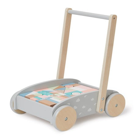 Bubble Wooden Baby Push Cart/Walker with Blocks