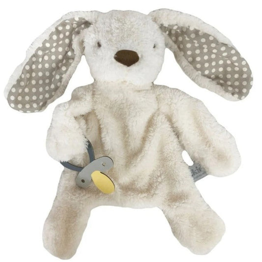 ES Kids Bunny Comforter with Dummy Holder - Cream/Grey