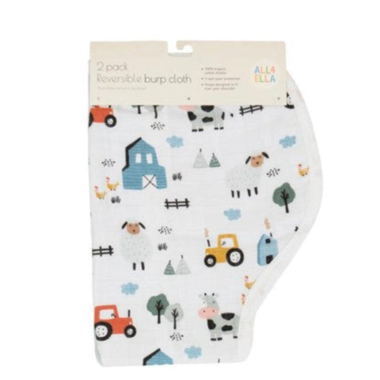 All4Ella Muslin Burp Cloth 2 pk - Barnyard