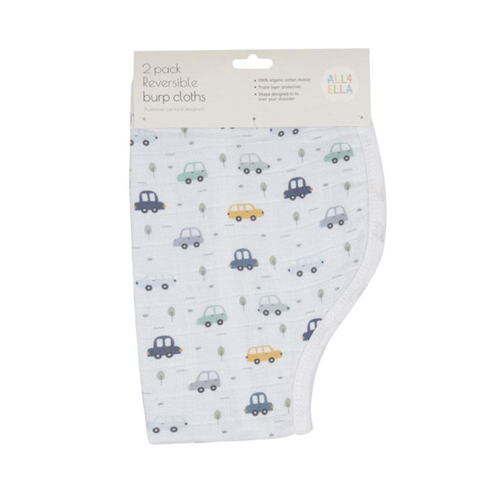 All4Ella Muslin Burp Cloths - 2 pk - Beep Beep