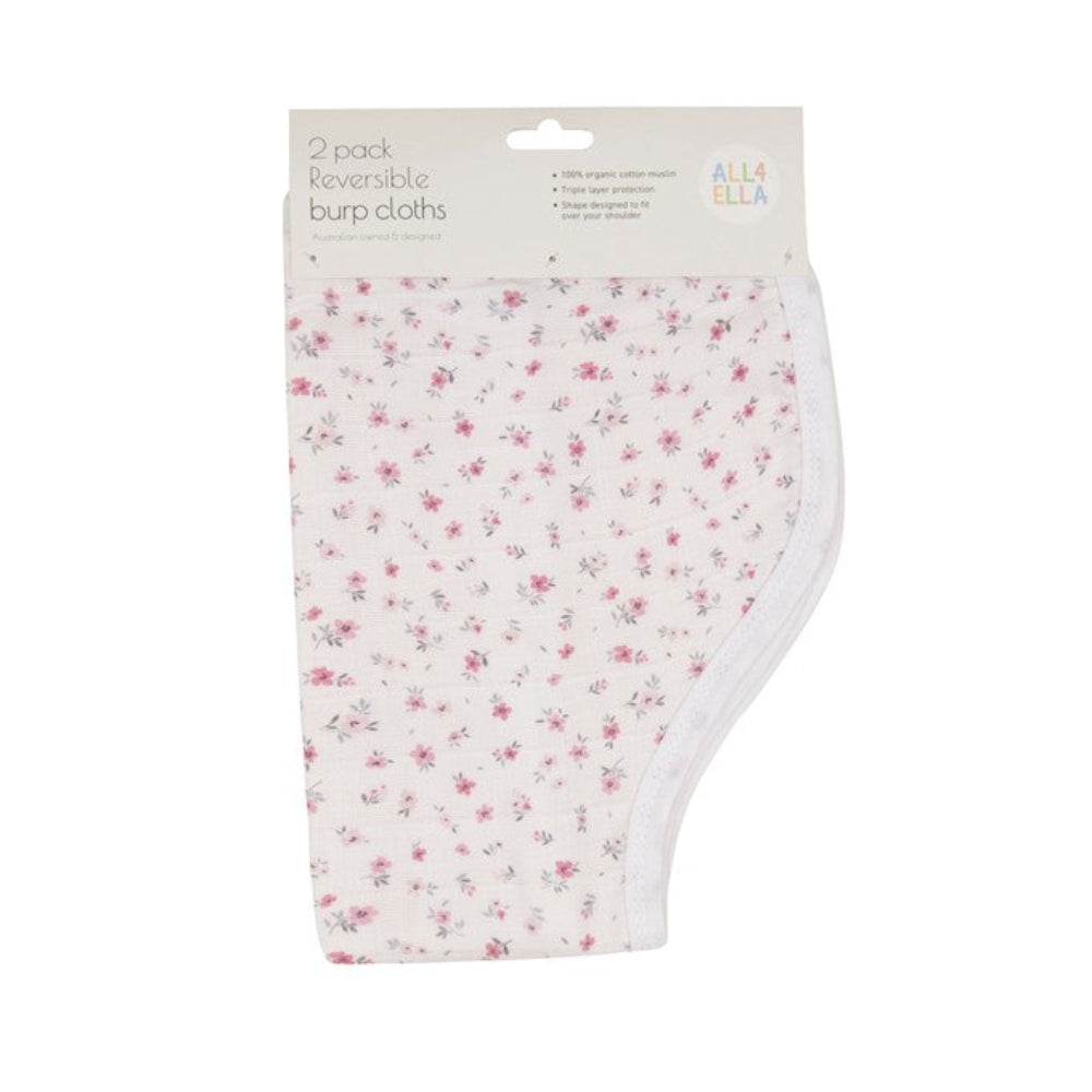 All4Ella Muslin Burp Cloths - 2 pk - Pink Petals
