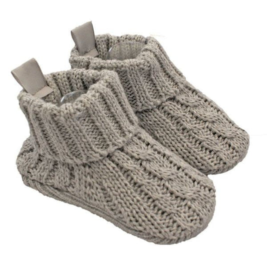 Playette Cable Knitted Bootie Grey - 0-6 mths