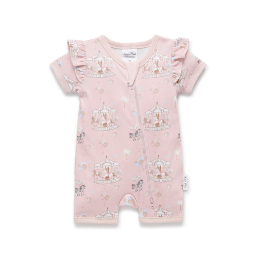 Aster + Oak Carousel Ponies Zip Romper