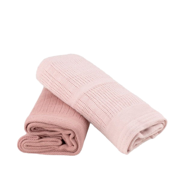 Little Bamboo Cellular Blanket 2 pk - Dusty Rose