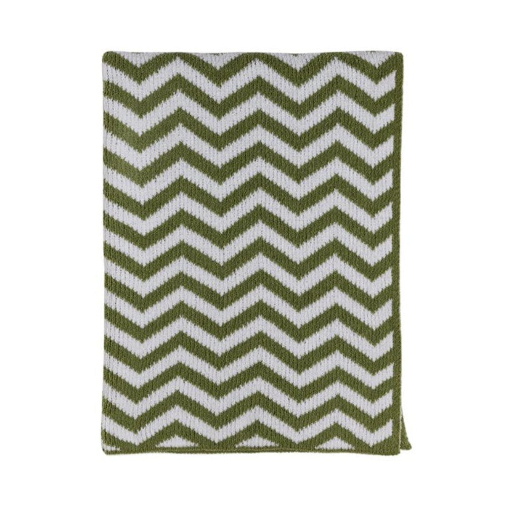 Living Textiles Chenille Pram Blanket - Chevron Sage