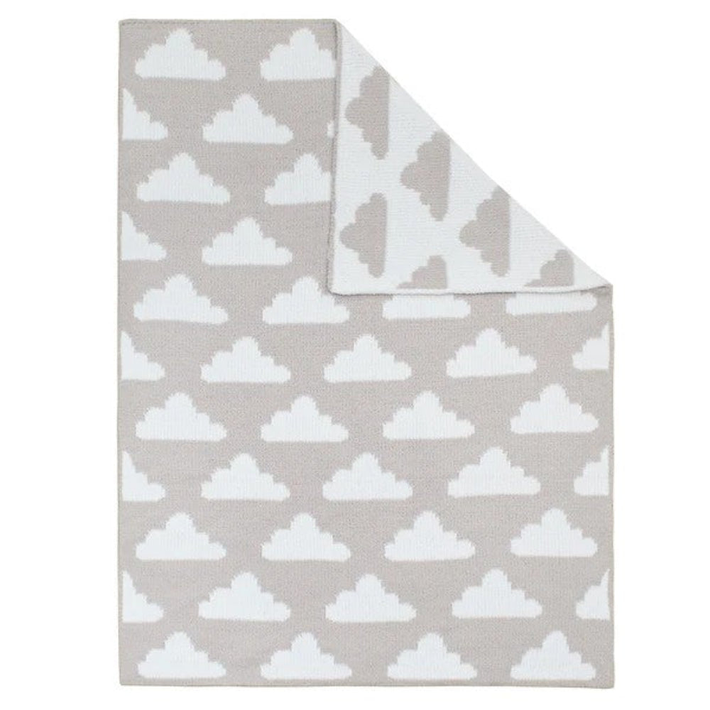 Living Textiles Chenille Pram Blanket - Grey Clouds