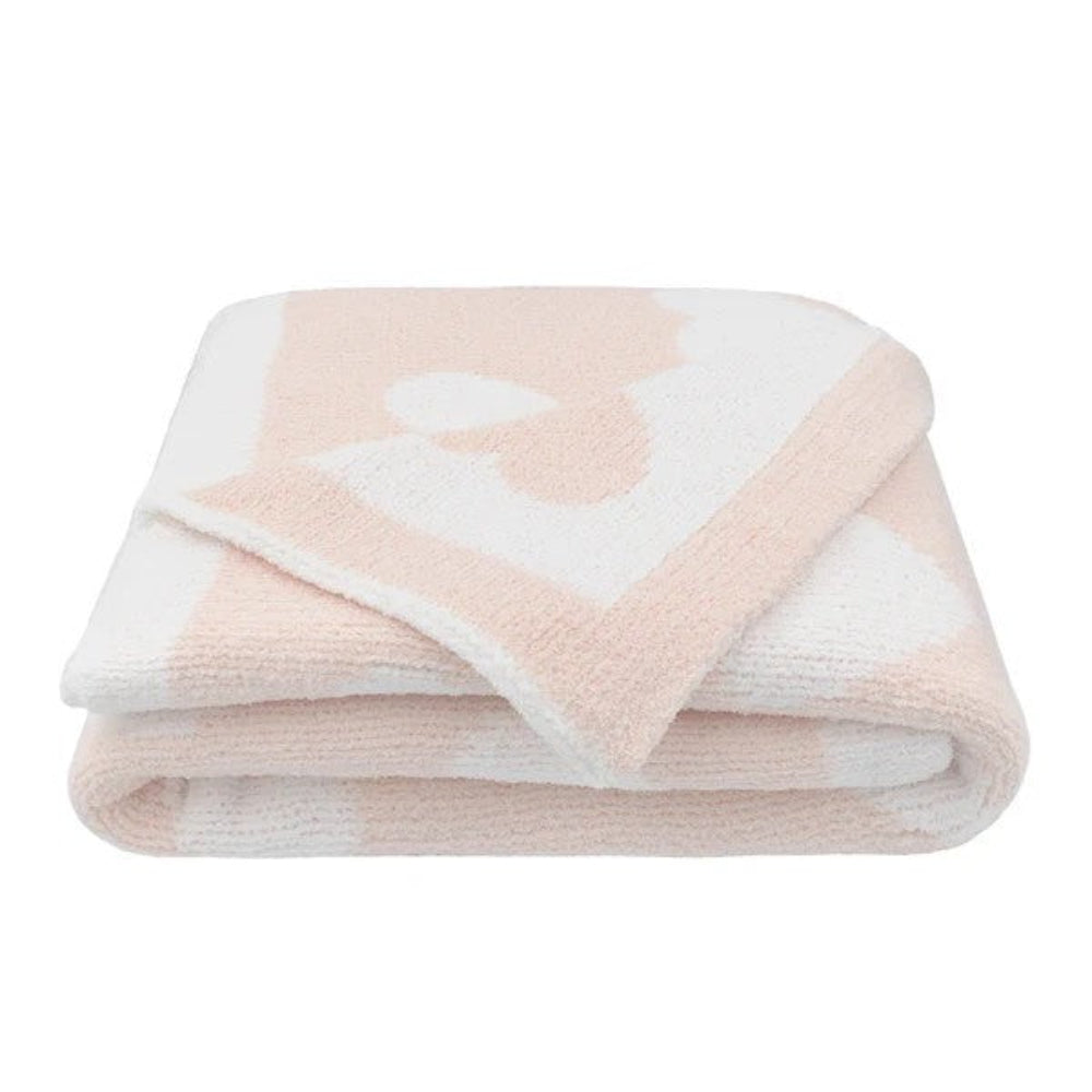 Living Textiles Chenille Pram Blanket - Pink Hearts