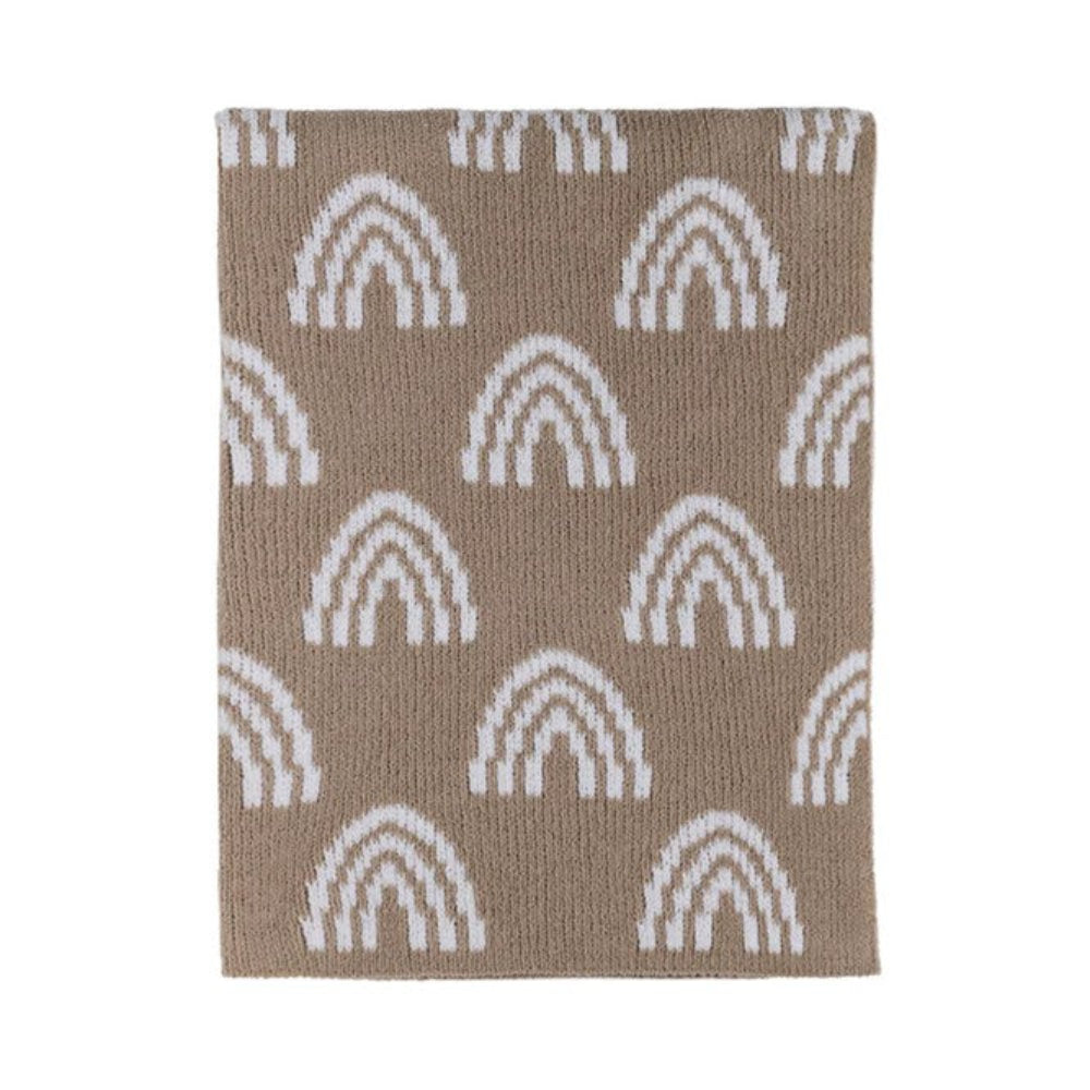 Living Textiles Chenille Pram Blanket - Rainbow Taupe