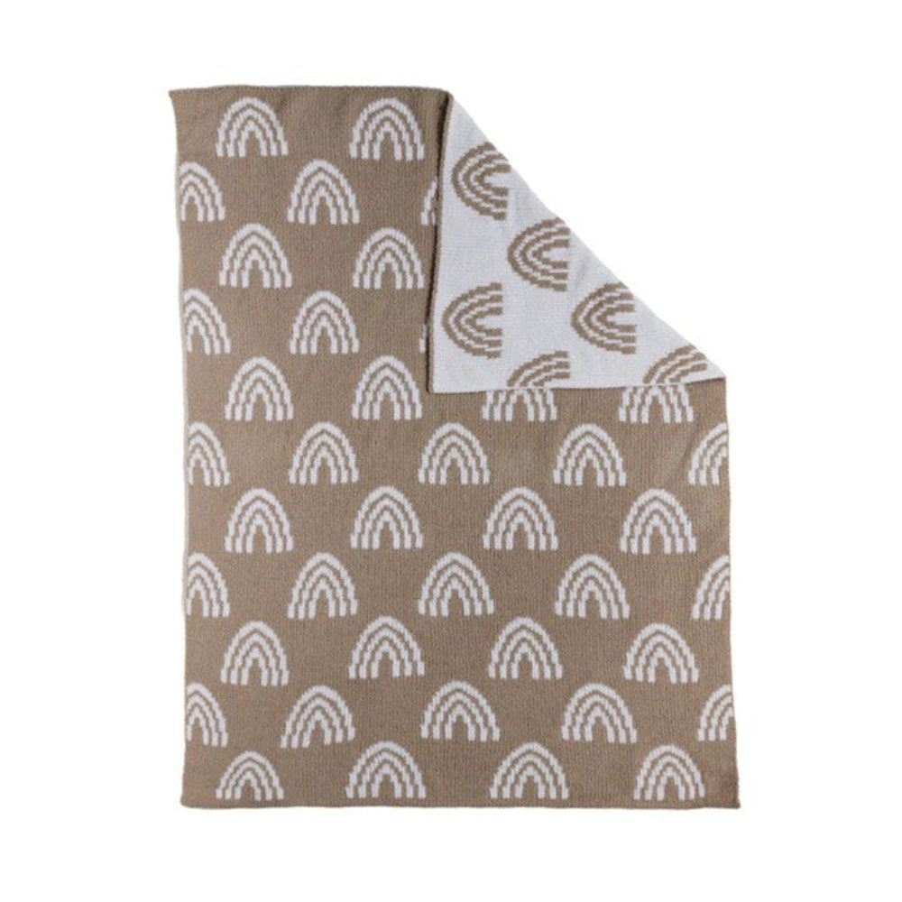 Living Textiles Chenille Pram Blanket - Rainbow Taupe