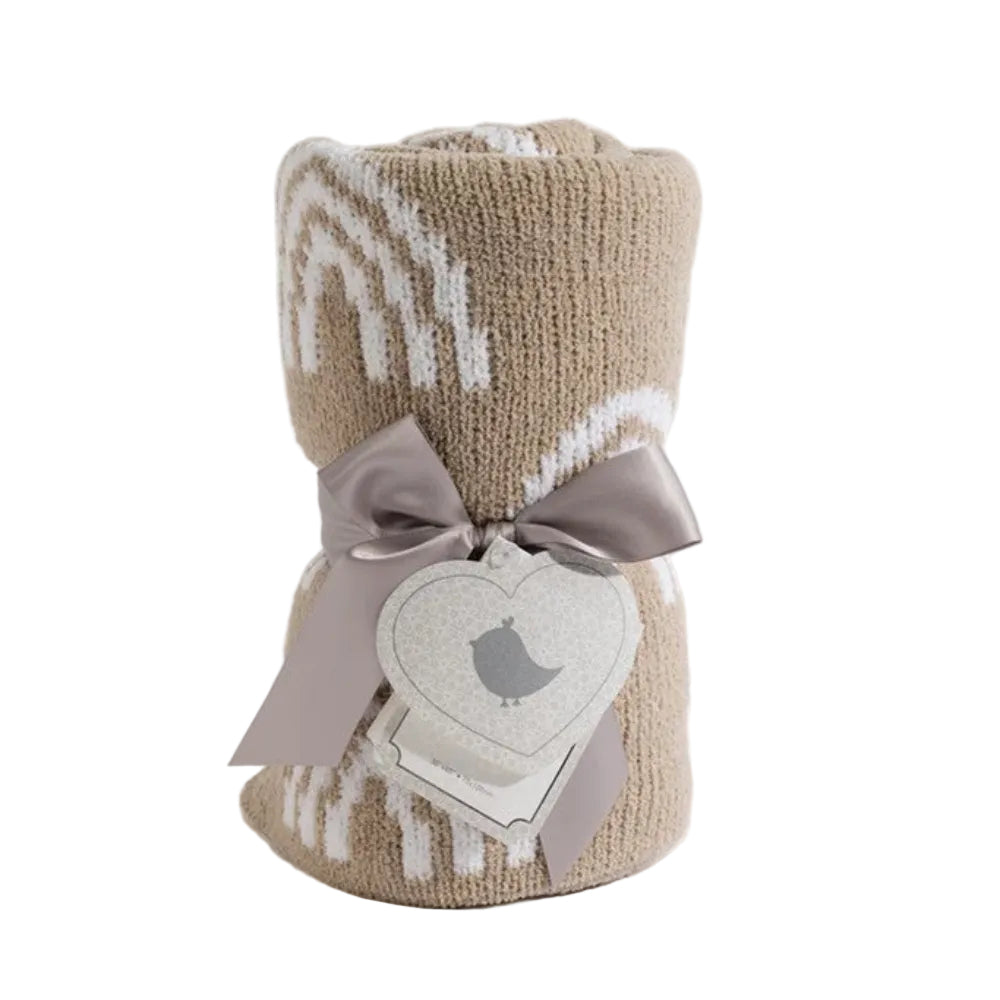 Living Textiles Chenille Pram Blanket - Rainbow Taupe