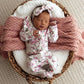 Snuggle Hunny Organic Snuggle Sleepsuit Zip Footie with Frill - Cherry Blossom