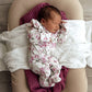 Snuggle Hunny Organic Snuggle Sleepsuit Zip Footie with Frill - Cherry Blossom