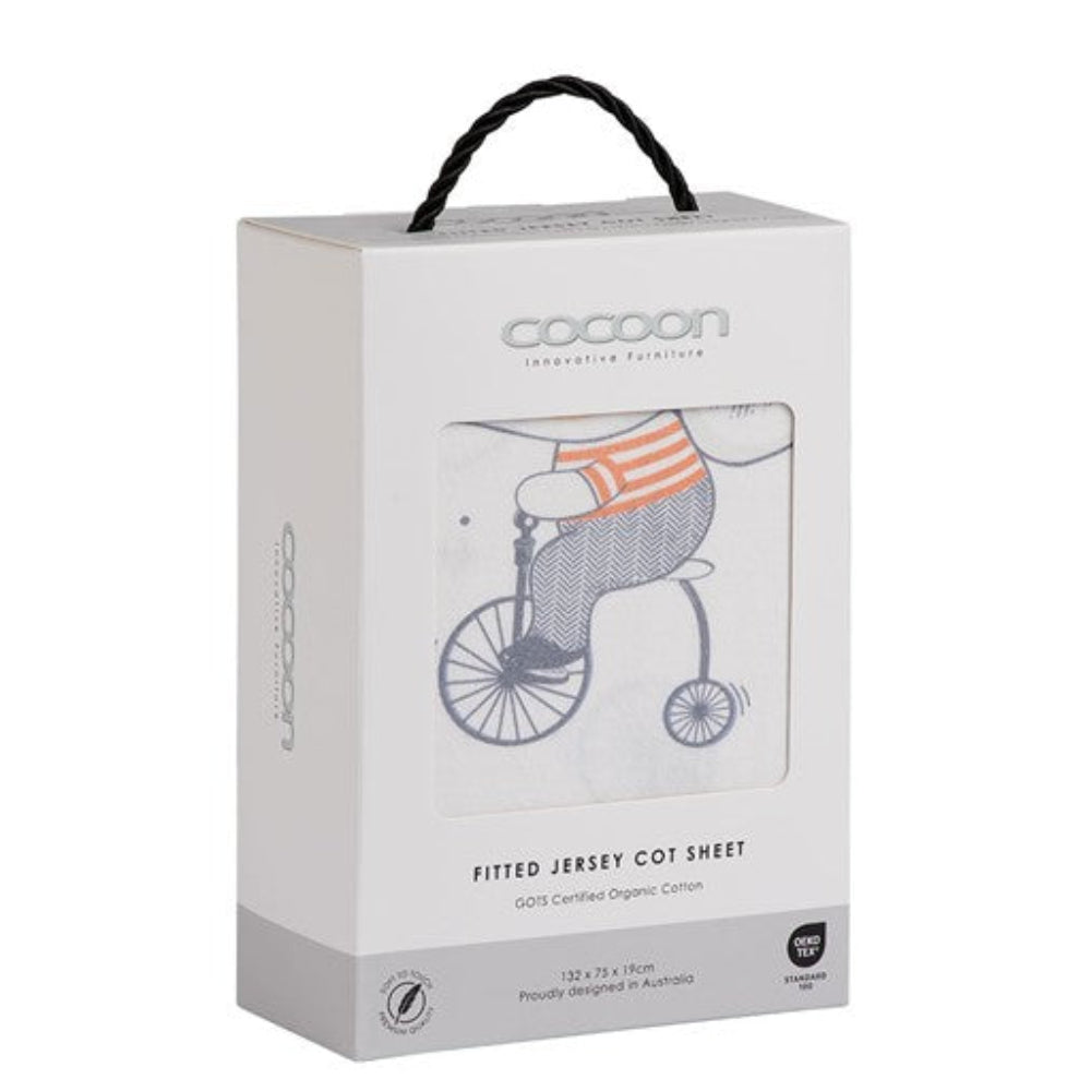 Cocoon Furniture Cot Fitted Sheet - Circus Elephant