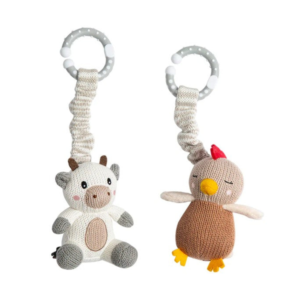 Living Textiles Stroller Toy 2pk - Cow and Chicken