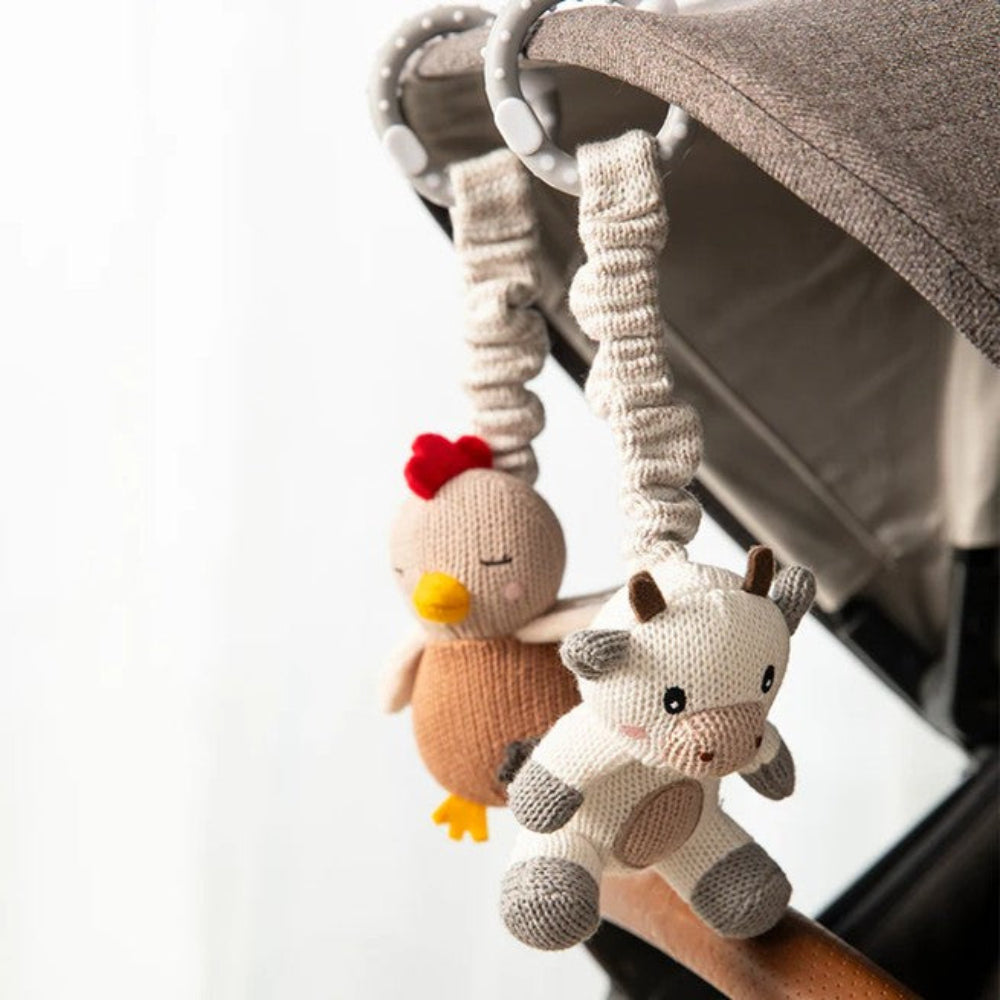 Living Textiles Stroller Toy 2pk - Cow and Chicken