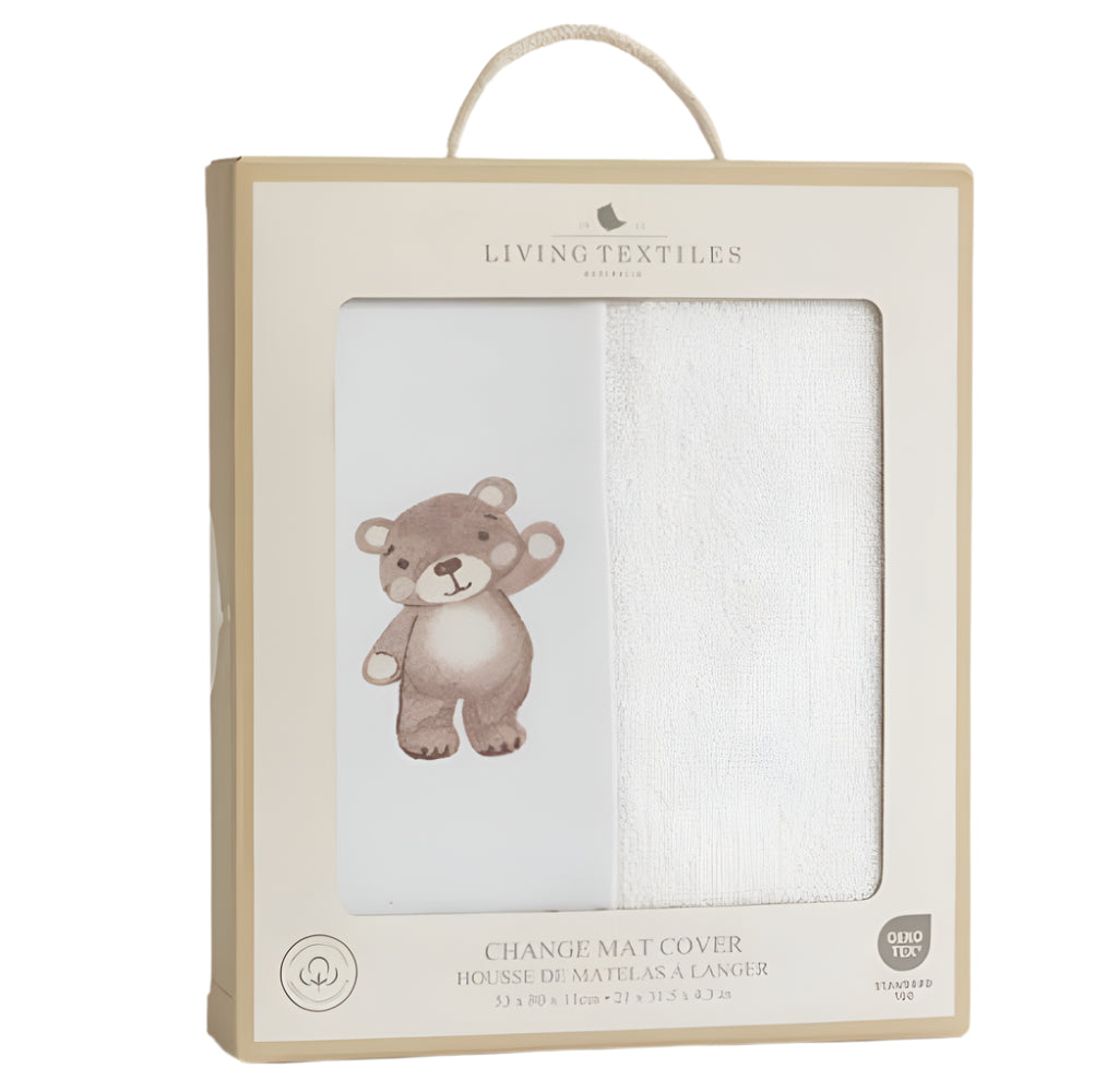 Living Textiles Jersey Change Mat Cover/Towelling - Cuddly Bear
