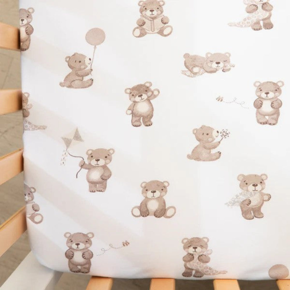 Living Textiles 2pk Jersey Cot Fitted Sheets - Cuddly Bear