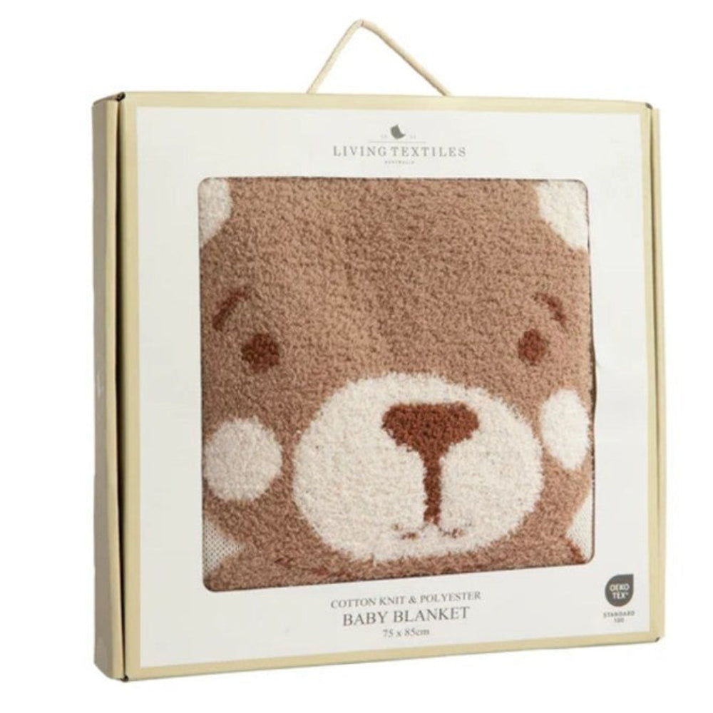 Living Textiles Jacquard Pram Blanket - Cuddly Bears