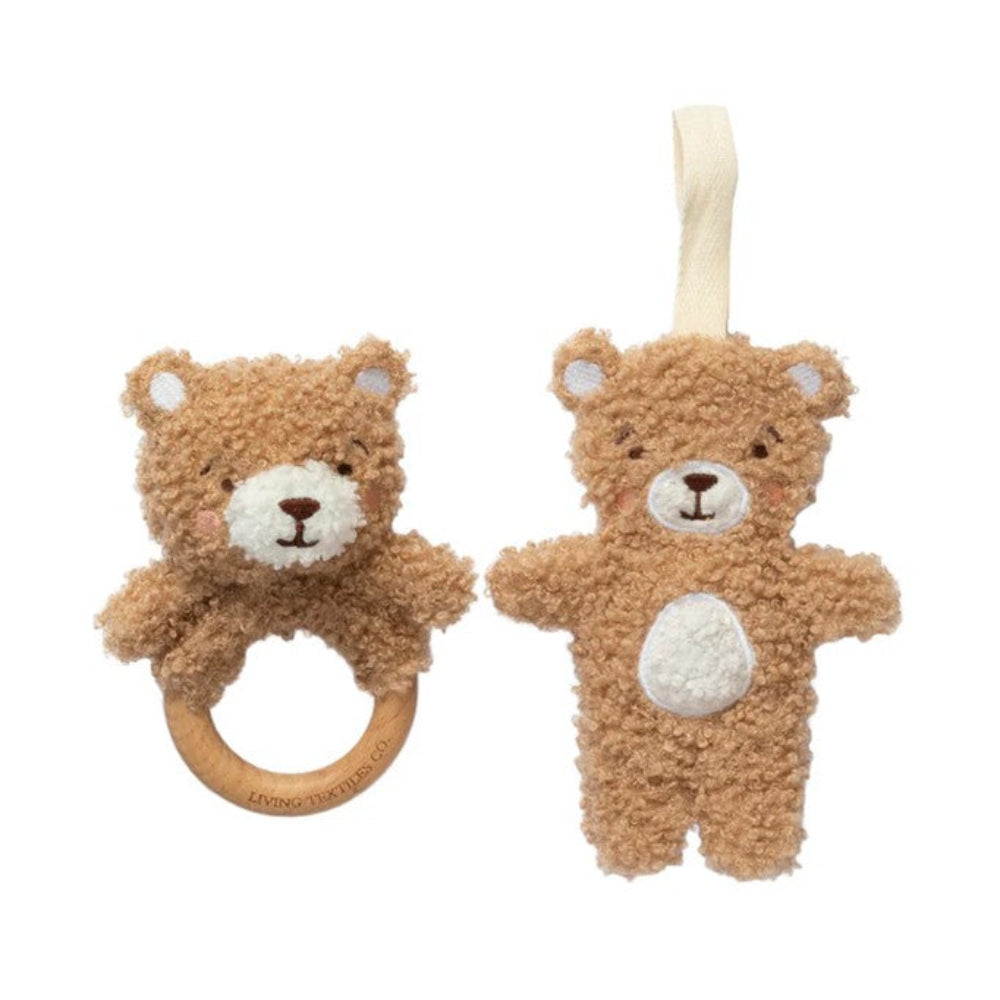 Living Textiles Teething Ring + Dummy Chain Gift Set - Cuddly Bear