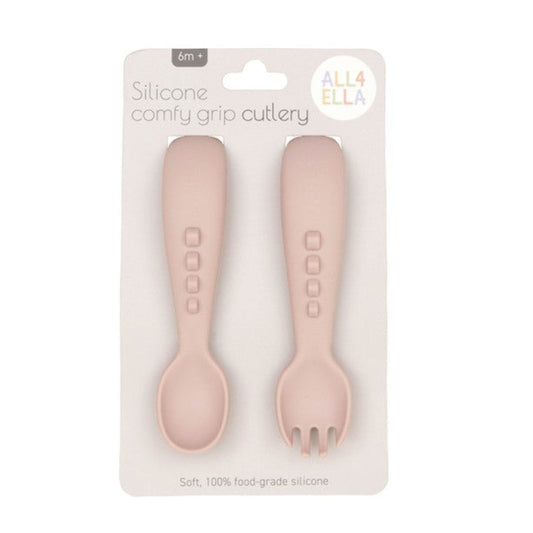 All4Ella Silicone Comfy Grip Cutlery - Dusty Pink