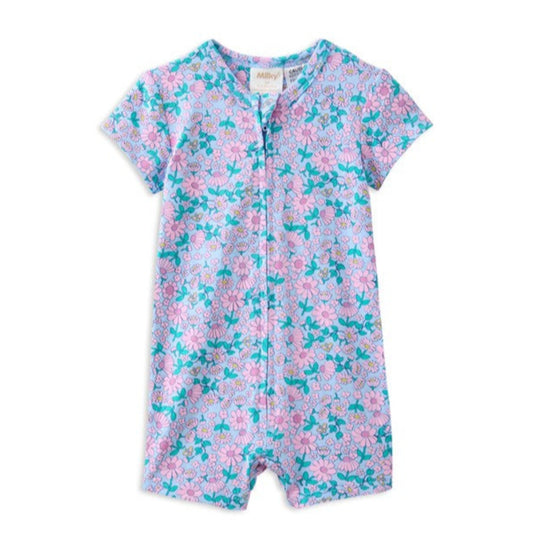 Milky Clothing Daisy Fields Zip Romper