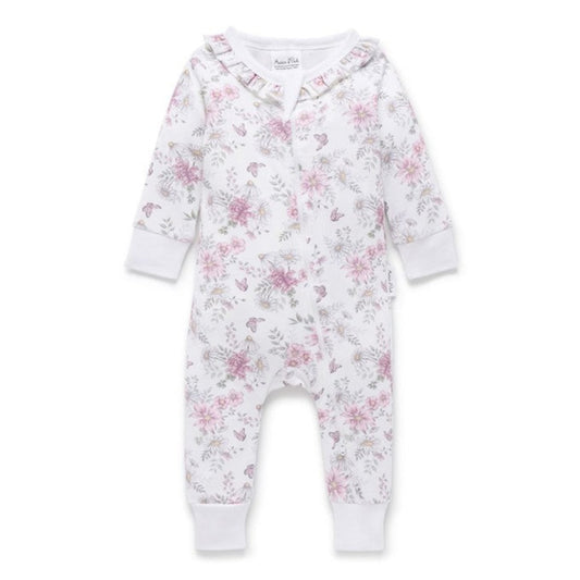Aster + Oak Daisy Floral LS Zip Romper