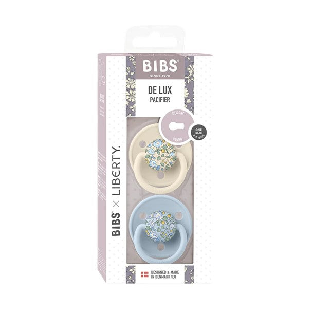 BIBS x Liberty De Lux Silicone Dummy Duo - Eloise/Baby Blue