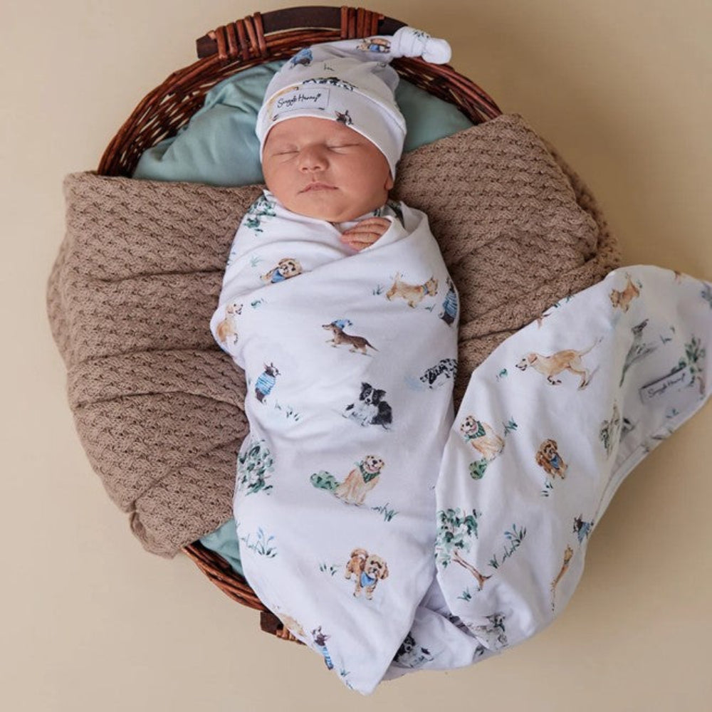 Snuggle Hunny Organic Jersey Wrap & Beanie Set - Dog Park