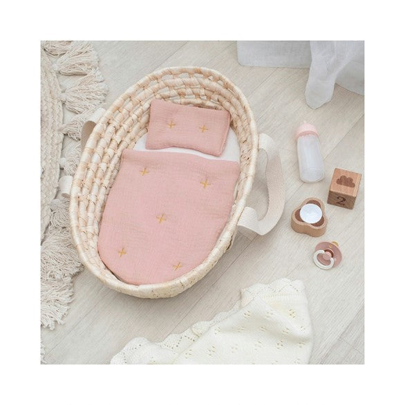 Living Textiles Doll Moses Basket - Blush