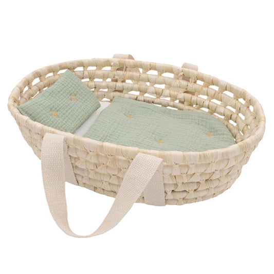 Living Textiles Doll Moses Basket - Sage